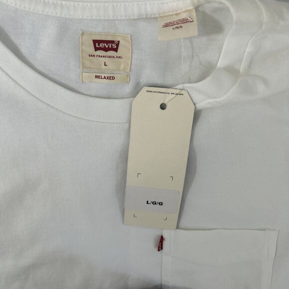 Levis Shirt Mens Large White Crew‎ Relaxed Preppy Minimalist - Picture 5 of 7
